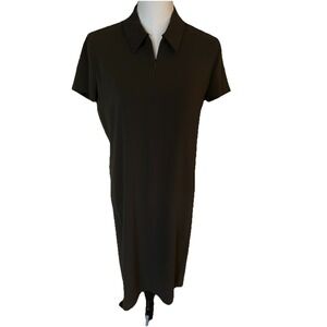 Max Mara‎ ITALY Dark Olive Short Sleeve Sheath Dress Zip Front Collar SZ40/10 US